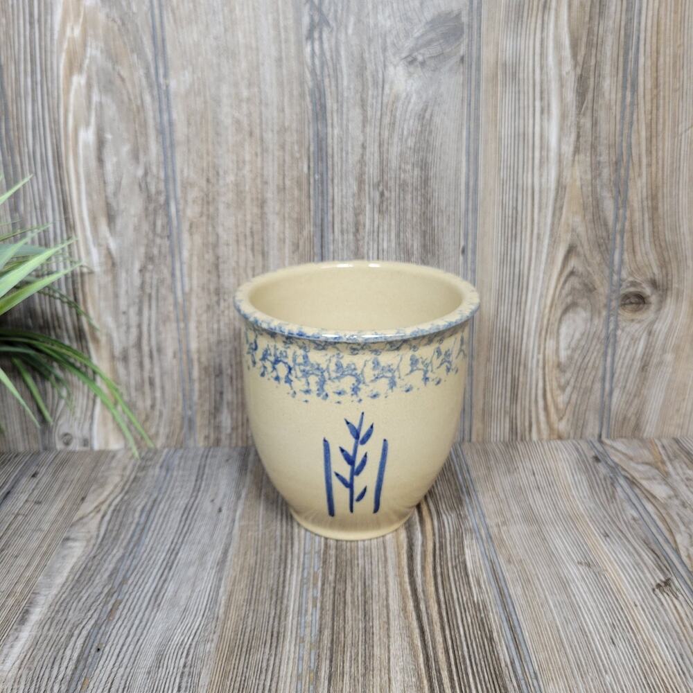 Vintage Wheat Crock, 1 Qt Kitchen, RRP Spongeware, Robinson Ransbottom, Hairline